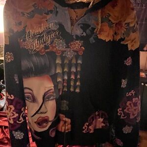 Ed Hardy Rare Silk Zipup Geisha